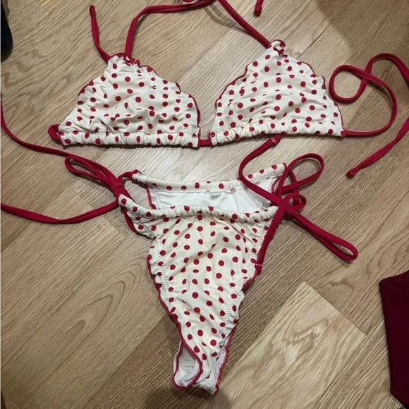 Victoria's Secret Red and White Polka Dot Bikini - Picture 2 of 6